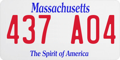 MA license plate 437AO4