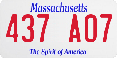 MA license plate 437AO7