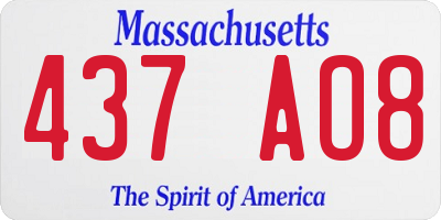MA license plate 437AO8