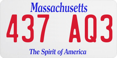 MA license plate 437AQ3