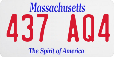 MA license plate 437AQ4