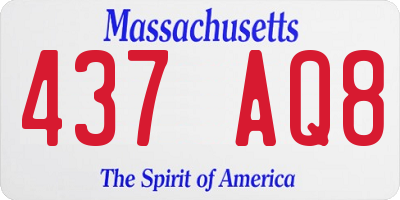 MA license plate 437AQ8