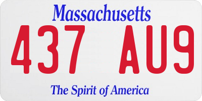 MA license plate 437AU9