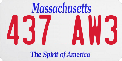 MA license plate 437AW3