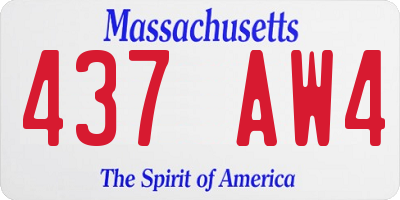 MA license plate 437AW4
