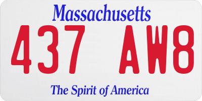 MA license plate 437AW8