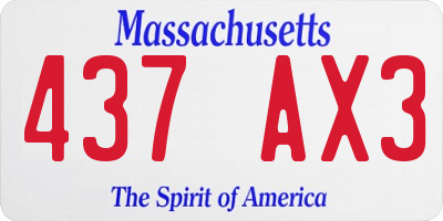 MA license plate 437AX3