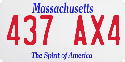 MA license plate 437AX4