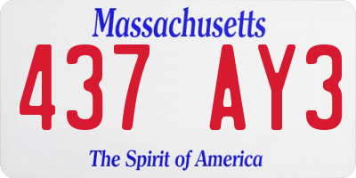 MA license plate 437AY3