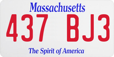 MA license plate 437BJ3