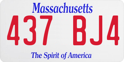 MA license plate 437BJ4