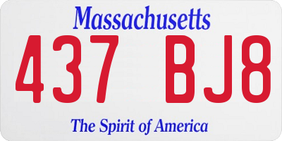 MA license plate 437BJ8