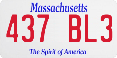 MA license plate 437BL3