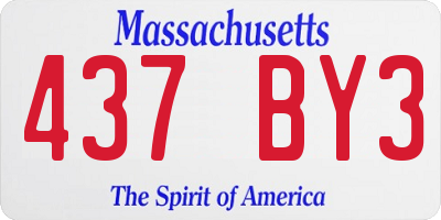 MA license plate 437BY3