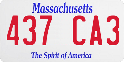 MA license plate 437CA3