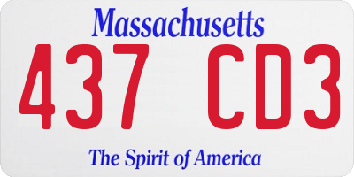 MA license plate 437CD3