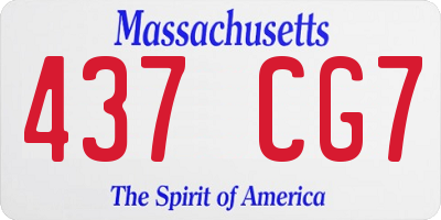 MA license plate 437CG7