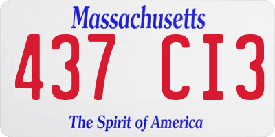 MA license plate 437CI3