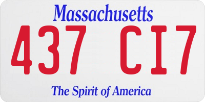 MA license plate 437CI7