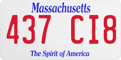 MA license plate 437CI8