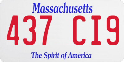 MA license plate 437CI9