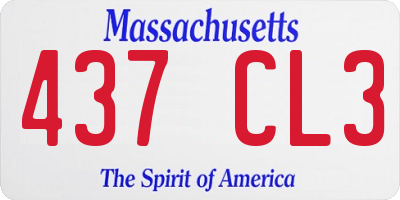 MA license plate 437CL3