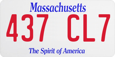 MA license plate 437CL7