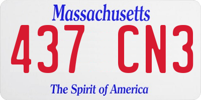 MA license plate 437CN3