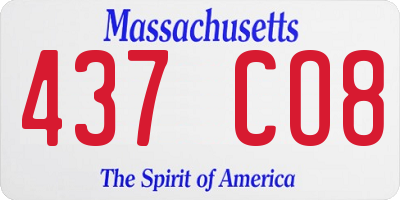 MA license plate 437CO8