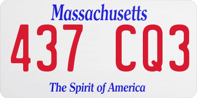 MA license plate 437CQ3