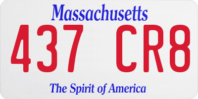 MA license plate 437CR8