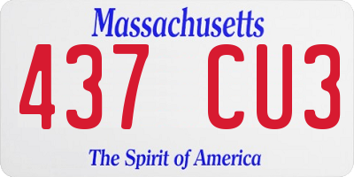 MA license plate 437CU3