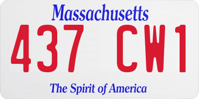 MA license plate 437CW1