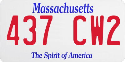 MA license plate 437CW2