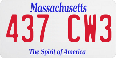 MA license plate 437CW3