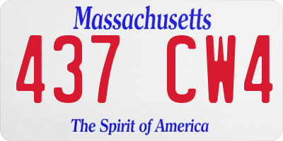 MA license plate 437CW4