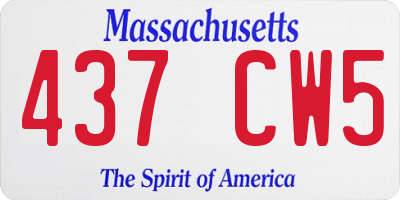 MA license plate 437CW5