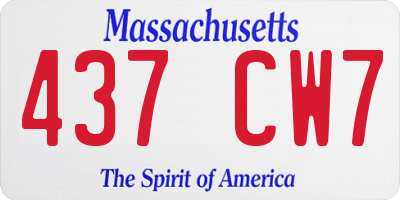 MA license plate 437CW7