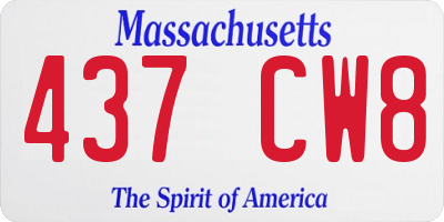 MA license plate 437CW8