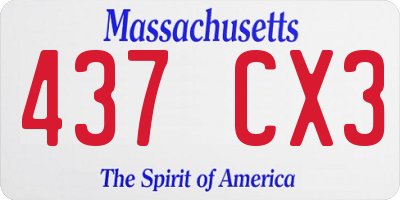 MA license plate 437CX3