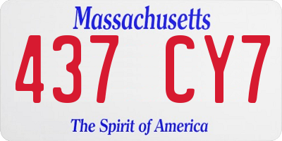 MA license plate 437CY7