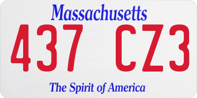 MA license plate 437CZ3