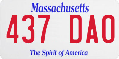 MA license plate 437DA0