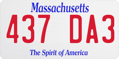MA license plate 437DA3