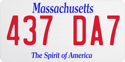 MA license plate 437DA7
