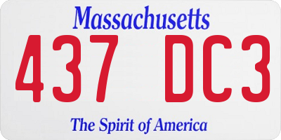 MA license plate 437DC3
