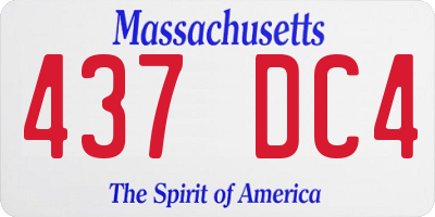 MA license plate 437DC4