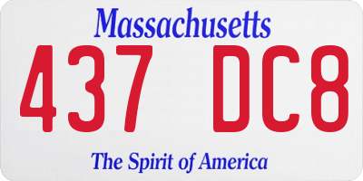 MA license plate 437DC8