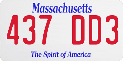 MA license plate 437DD3