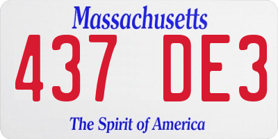 MA license plate 437DE3